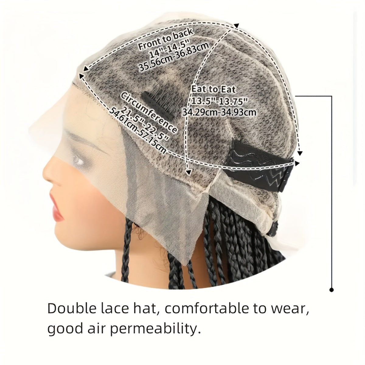 36" Full Lace Front Wig for Women - Knotless Box Braided Synthetic Hair, High-Density 180%, Black with Natural Highlights, Perfect for Casual Attire or Special Occasions